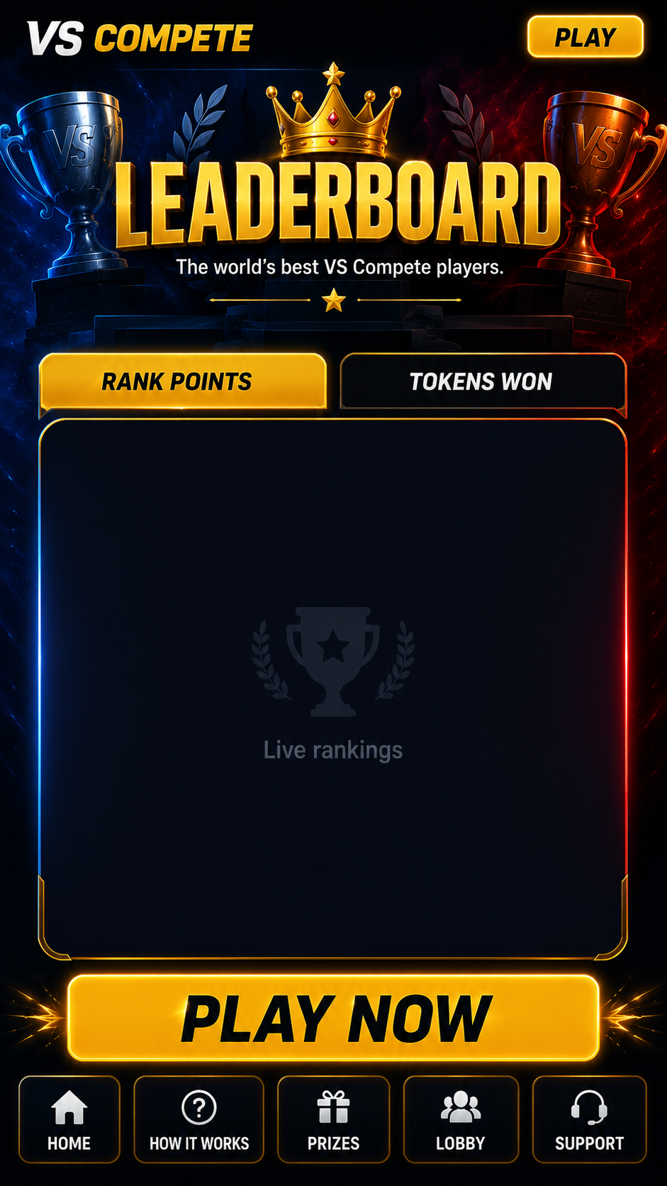 VS Compete leaderboard — top players